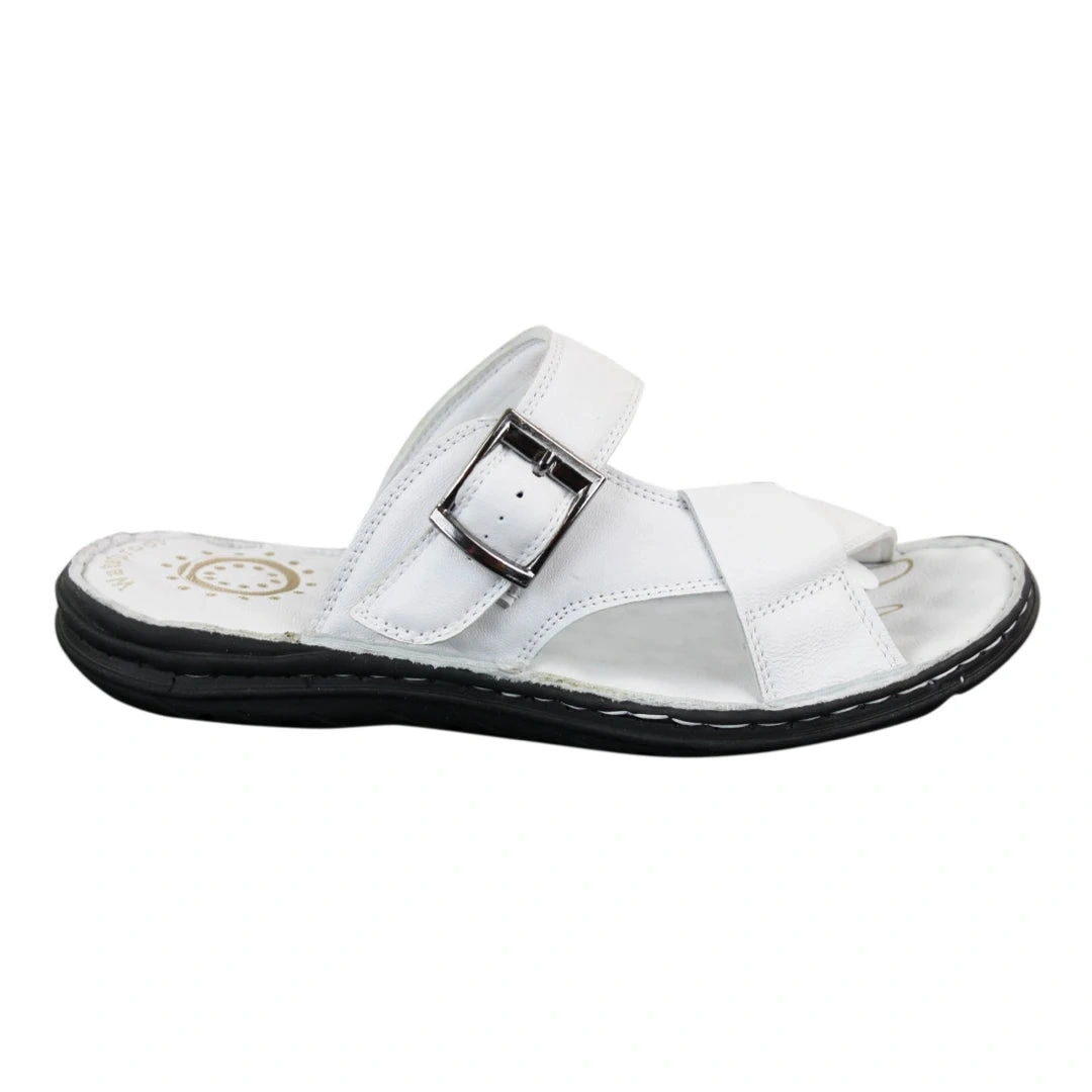 Wyndham W07 - Mens Real Leather Slip On Mules Sandals Strap Buckle Premium Comfort Waterproof Walking